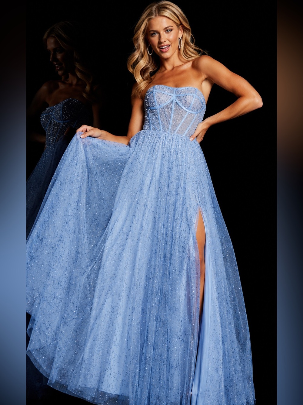 Jovani Periwinkle Glitter Ball Gown Sizes 4 & Size 6 NWT Prom Pageant Formal